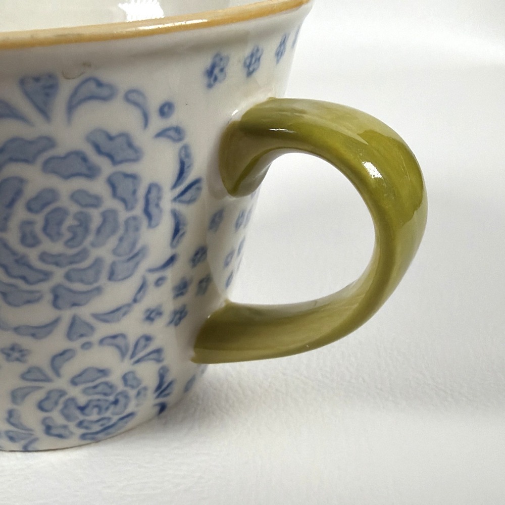 Pier 1 Imports Hand Painted Stoneware 1 Cup 8 Oz Measuring Cup Blue Floral - Picture 4 of 11